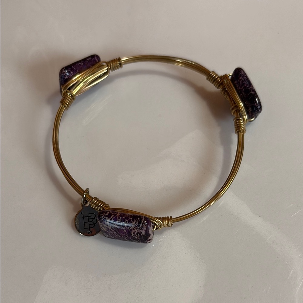 Elegant Gold and Purple Wire Bracelet